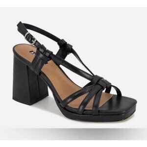 Kensie Leilany Strappy Platform Sandals Black Sz. 8.5M block heels faux leather